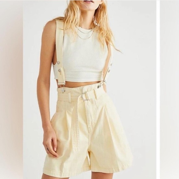 Free People Pants - We The Free free people yellow overall suspenders shorts